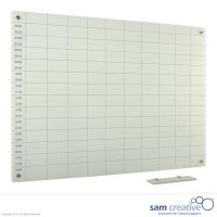 Whiteboard Glas Dagplanning 06:00-18:00 100x180 cm