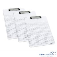 Whiteboard Klembord Ruiten (set 3 stuks)