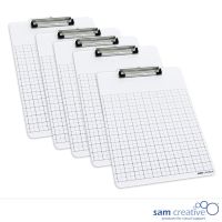 Whiteboard Klembord Ruiten (set 5 stuks)